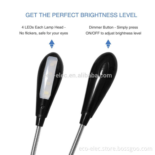 Super Bright Dual Flexible Double LED Goosenecks 8 LED Book Reading Clip on Arm Table Lamp Study Desk Light LED table Lamp